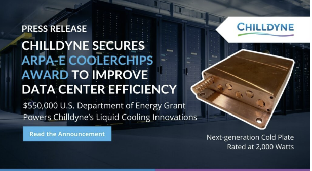 Chilldyne Secures ARPA-E COOLERCHIPS Award to Improve Data Center Efficiency