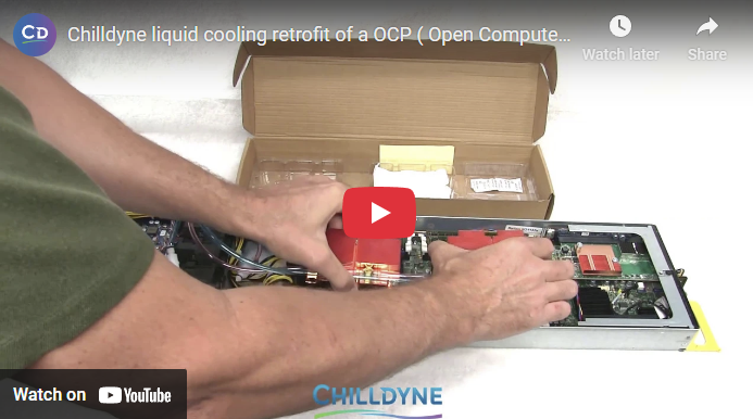 Chilldyne liquid cooling retrofit of an OCP (Open Compute Project)